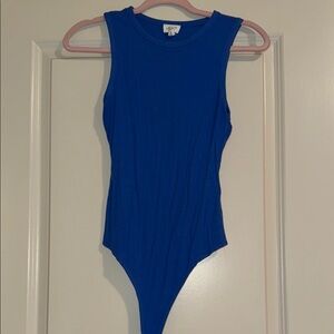 Women’s blue sleeveless bodysuit